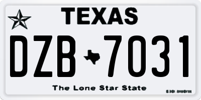 TX license plate DZB7031
