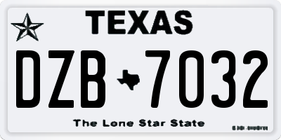 TX license plate DZB7032