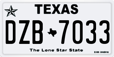 TX license plate DZB7033
