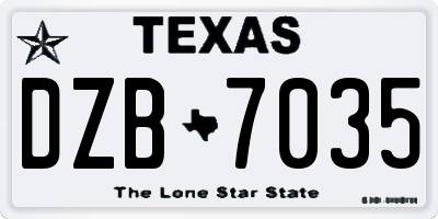 TX license plate DZB7035