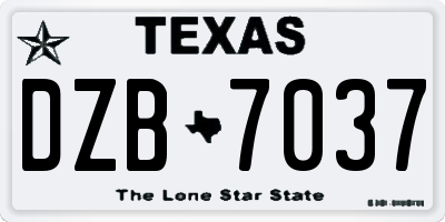 TX license plate DZB7037