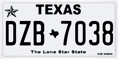 TX license plate DZB7038