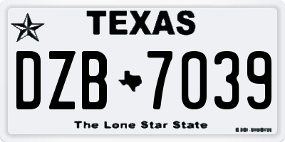 TX license plate DZB7039
