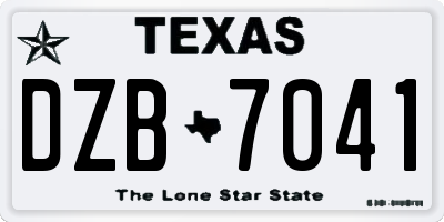 TX license plate DZB7041