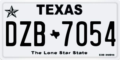 TX license plate DZB7054