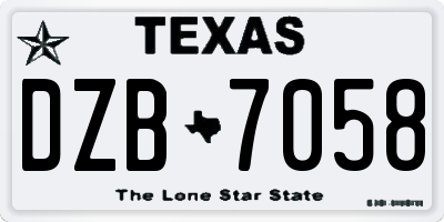 TX license plate DZB7058