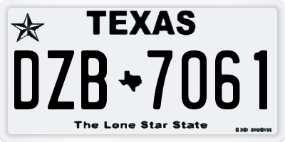 TX license plate DZB7061