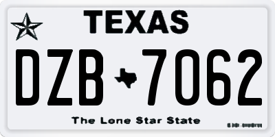 TX license plate DZB7062
