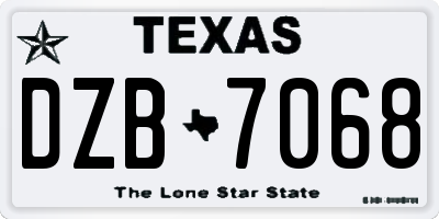 TX license plate DZB7068