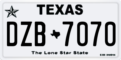 TX license plate DZB7070