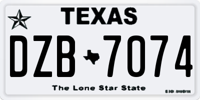 TX license plate DZB7074