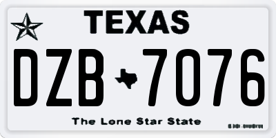 TX license plate DZB7076