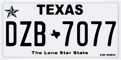 TX license plate DZB7077