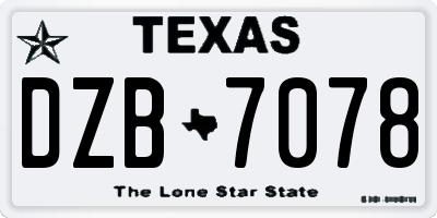 TX license plate DZB7078