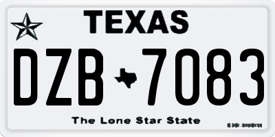 TX license plate DZB7083