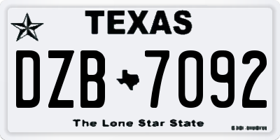 TX license plate DZB7092