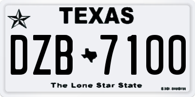 TX license plate DZB7100