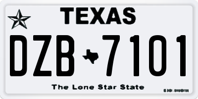 TX license plate DZB7101