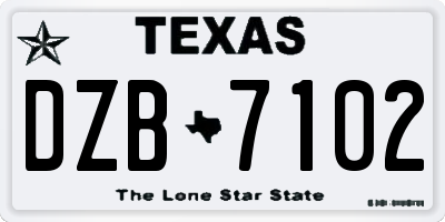 TX license plate DZB7102