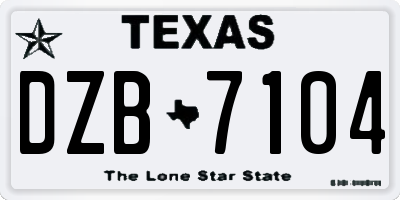 TX license plate DZB7104