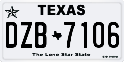 TX license plate DZB7106