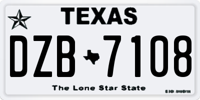 TX license plate DZB7108