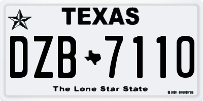 TX license plate DZB7110