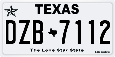 TX license plate DZB7112