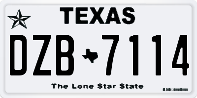 TX license plate DZB7114