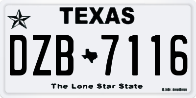 TX license plate DZB7116