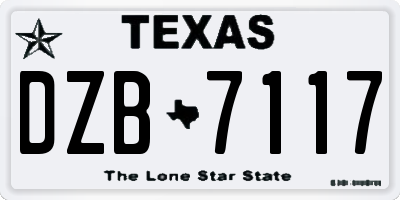 TX license plate DZB7117
