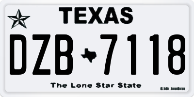 TX license plate DZB7118