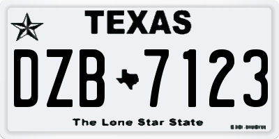 TX license plate DZB7123