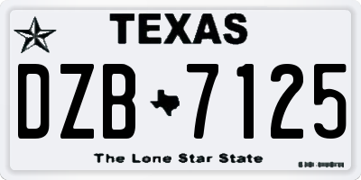 TX license plate DZB7125