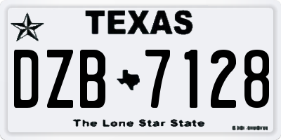 TX license plate DZB7128
