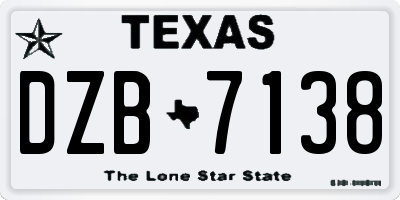 TX license plate DZB7138