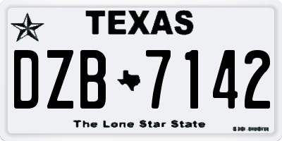 TX license plate DZB7142