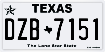 TX license plate DZB7151