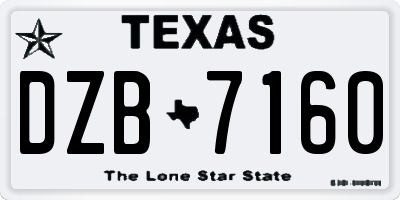 TX license plate DZB7160