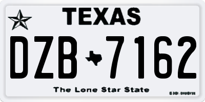 TX license plate DZB7162