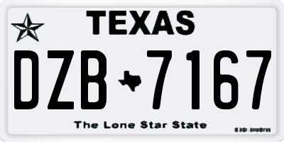 TX license plate DZB7167
