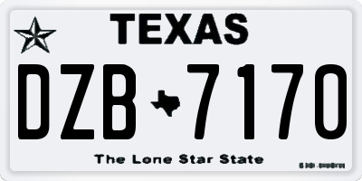 TX license plate DZB7170