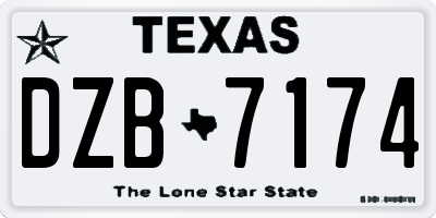 TX license plate DZB7174