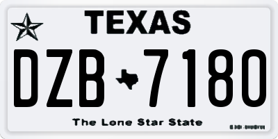 TX license plate DZB7180