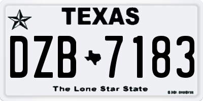 TX license plate DZB7183