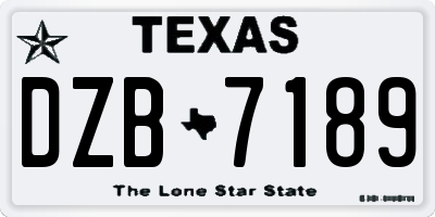 TX license plate DZB7189
