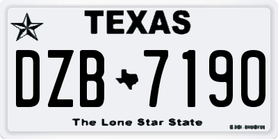 TX license plate DZB7190
