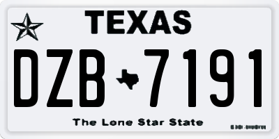 TX license plate DZB7191