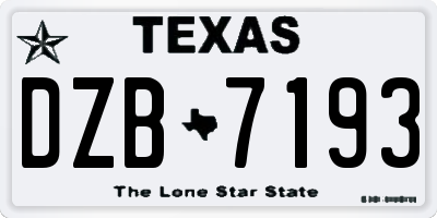 TX license plate DZB7193