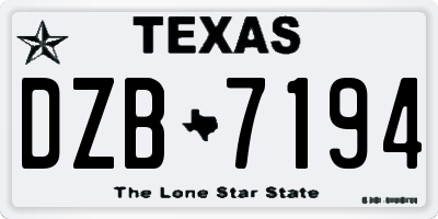 TX license plate DZB7194